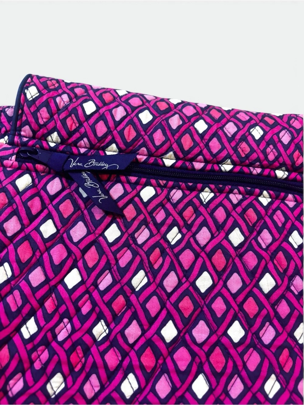 Vintage Vera Bradley Catalina Pink Navy Messenger Laptop Bag Y2K Retired Print